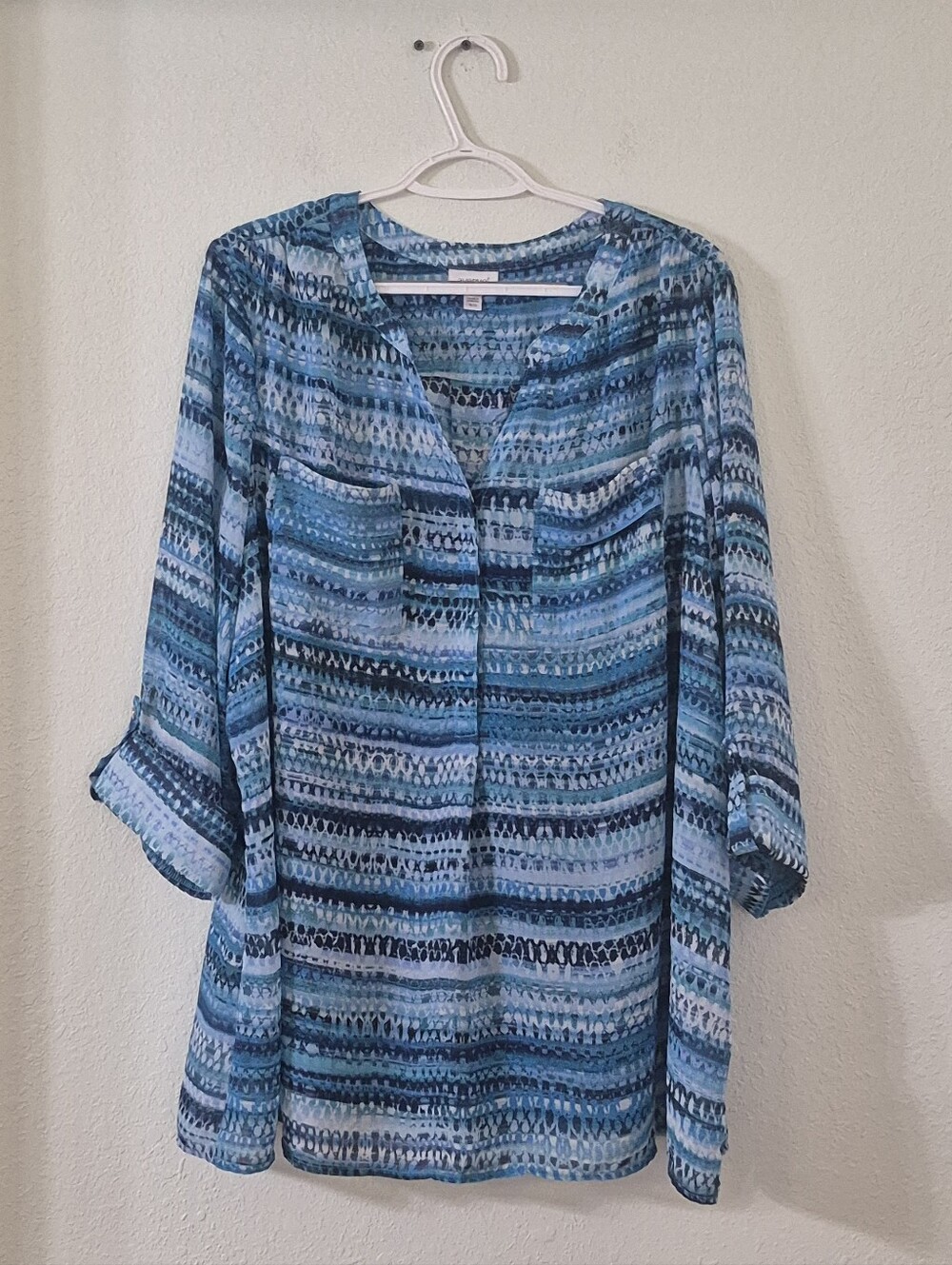 Avenue Blue Multi-Stripe Patterned Tunic Top